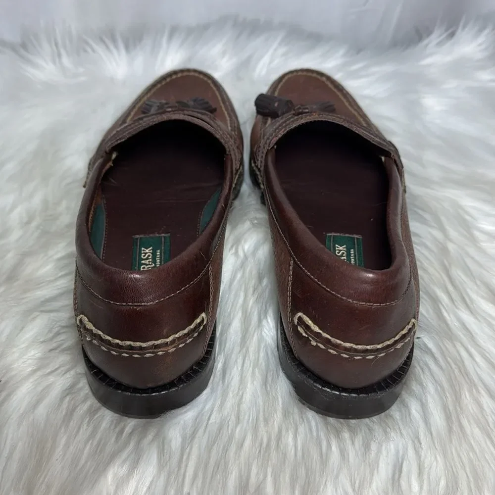 H.S. Trask‎ Bozeman Men's Brown Leather Tassel Loafers Sz 9